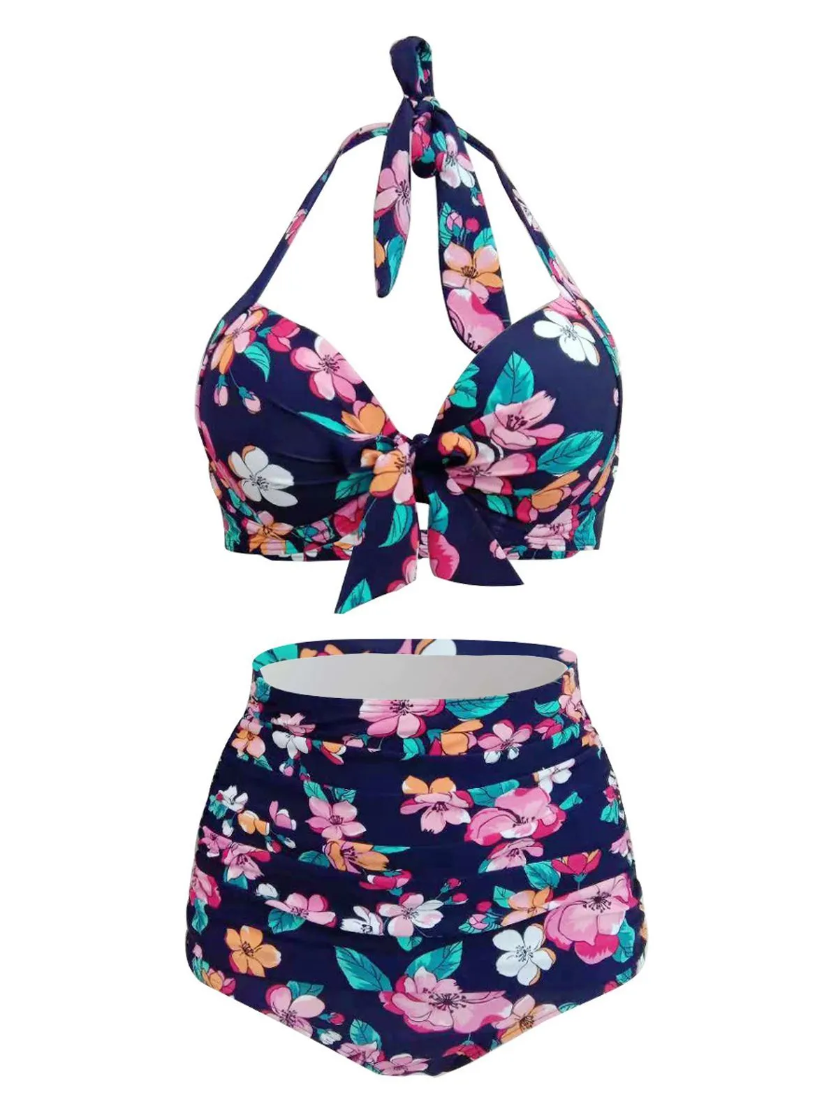 Upopby Retro Halter High Waist Bikini Swimsuit