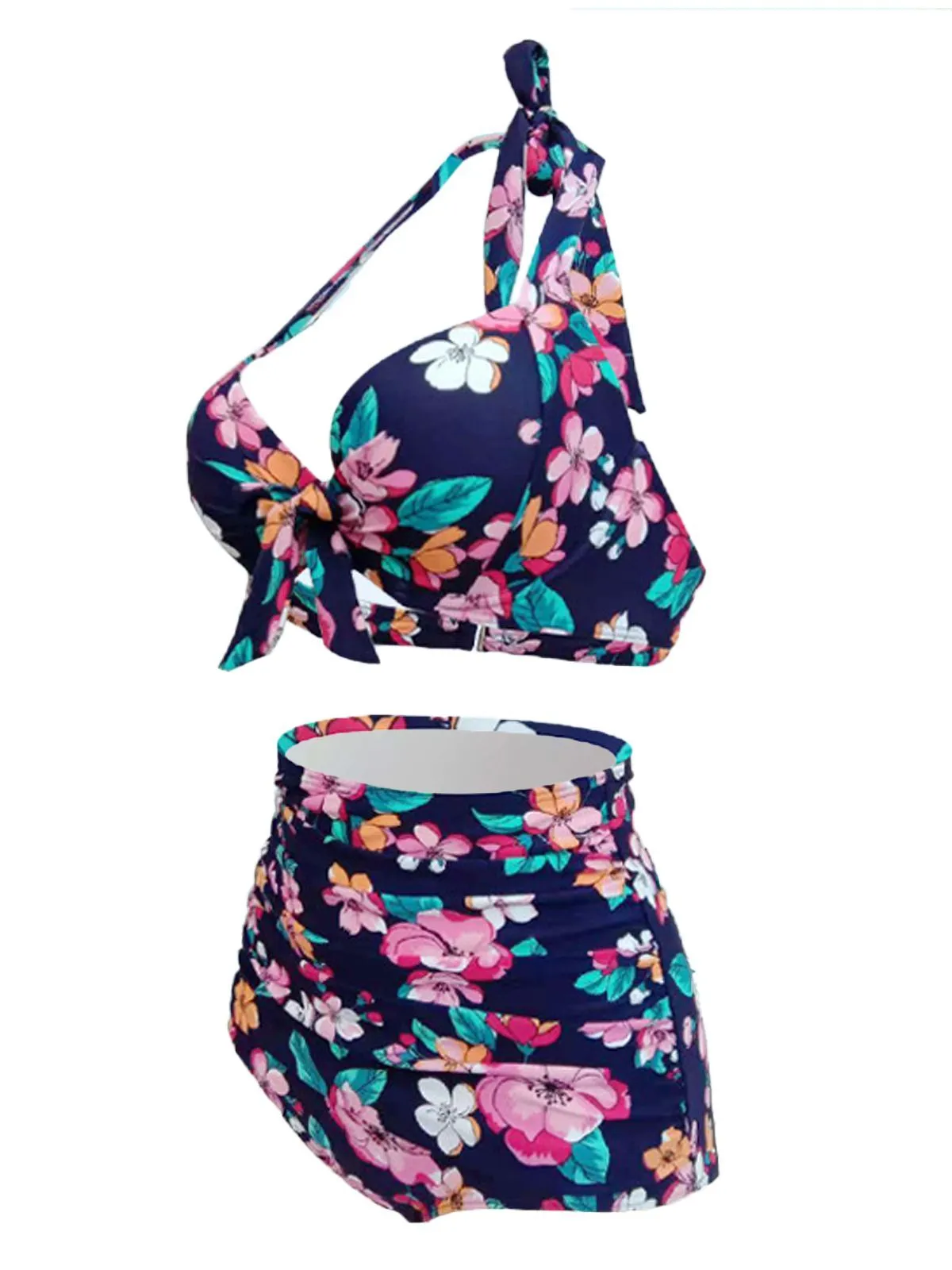 Upopby Retro Halter High Waist Bikini Swimsuit