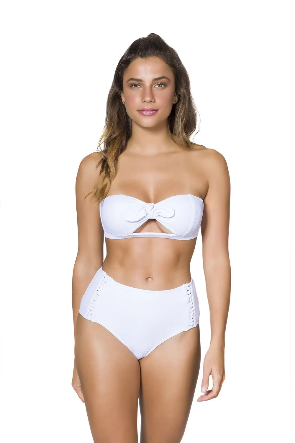 White Rib Retro High Waist Full Cut