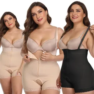 Women Open Crotch Underbust Corset Shapewear Bodysuit Tummy Slimming Sheath Control Pants Belly Corrective Underwear Beige S-6XL