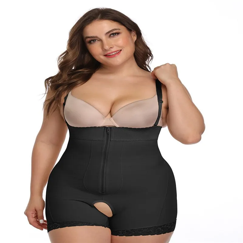 Women Open Crotch Underbust Corset Shapewear Bodysuit Tummy Slimming Sheath Control Pants Belly Corrective Underwear Beige S-6XL