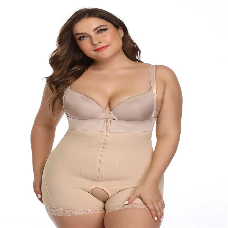 Women Open Crotch Underbust Corset Shapewear Bodysuit Tummy Slimming Sheath Control Pants Belly Corrective Underwear Beige S-6XL