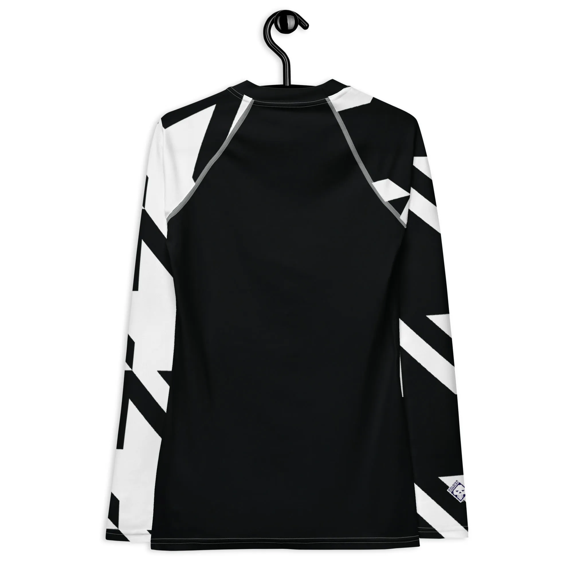 Womens Long Sleeve BJJ Rash Guard - Houndstooth 001 Noir