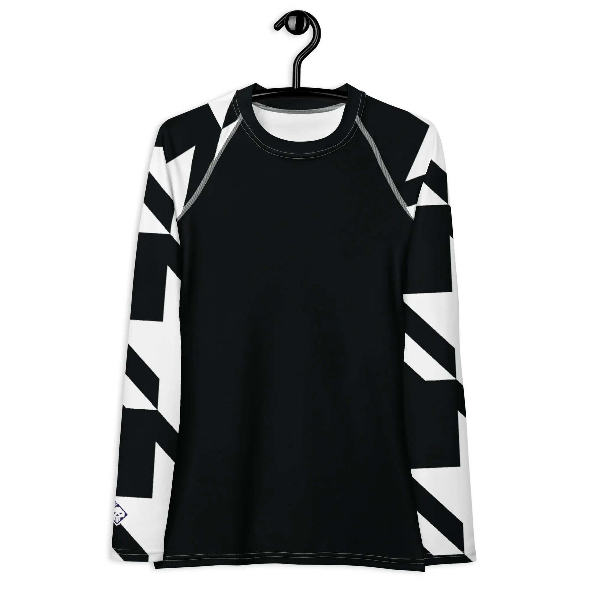 Womens Long Sleeve BJJ Rash Guard - Houndstooth 001 Noir