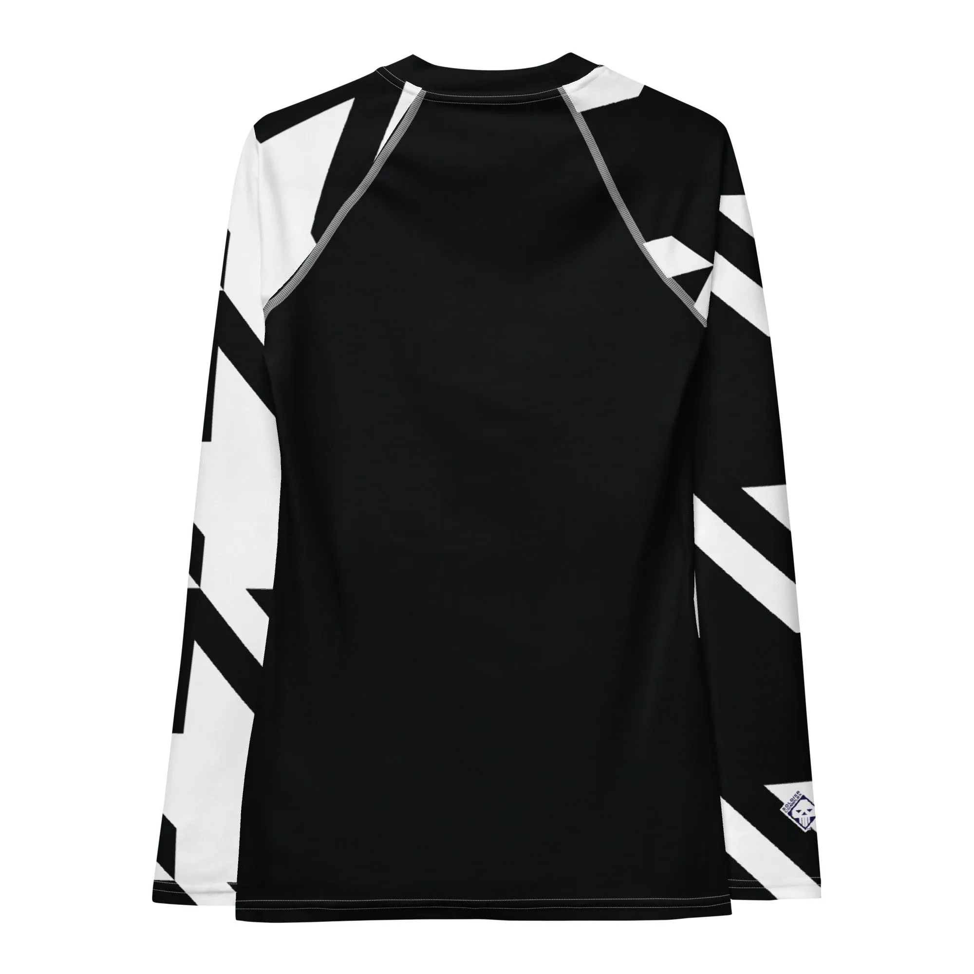 Womens Long Sleeve BJJ Rash Guard - Houndstooth 001 Noir