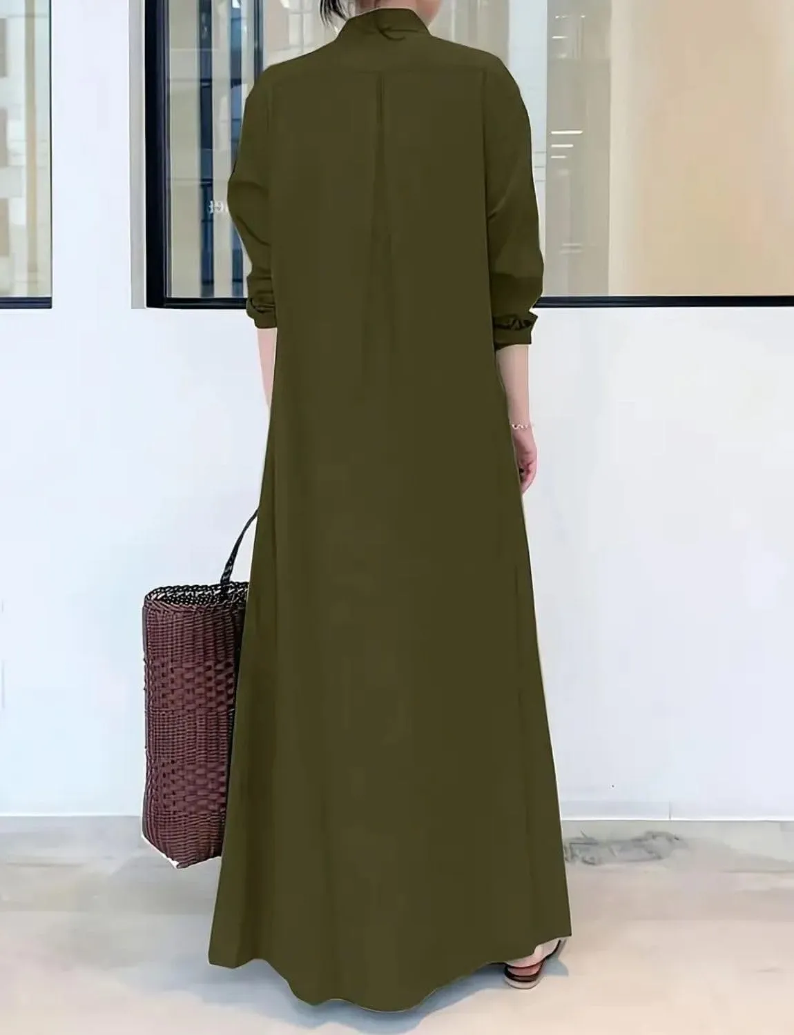 Women's Plain Buiness Casual Dress Elegant Plus Size Robe Solid Color Summer Kaftan