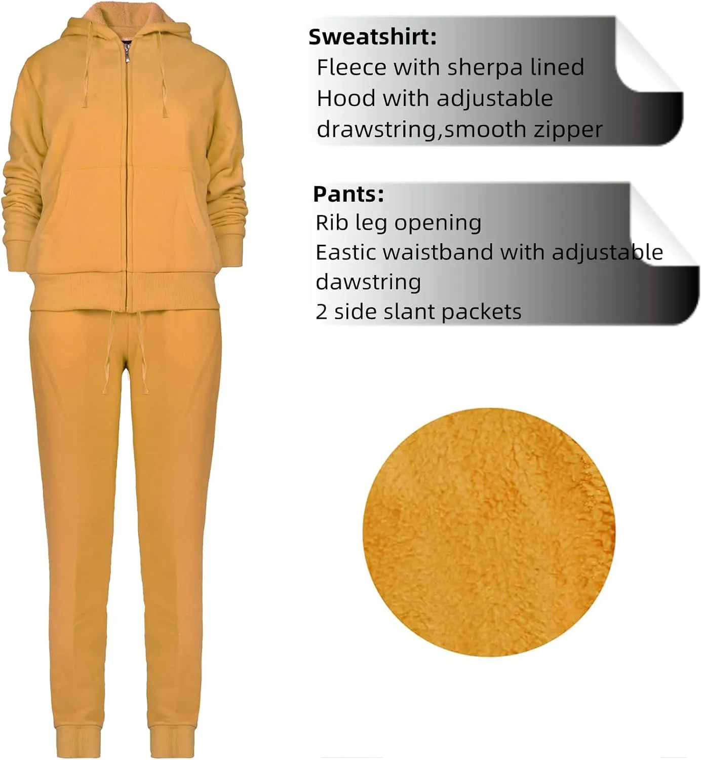 Womens Sweat Suit 2 Piece Tracksuits Fleece Sherpa Lined Hoodie Sweatpants Warm Outfits Jogging Suits Sets