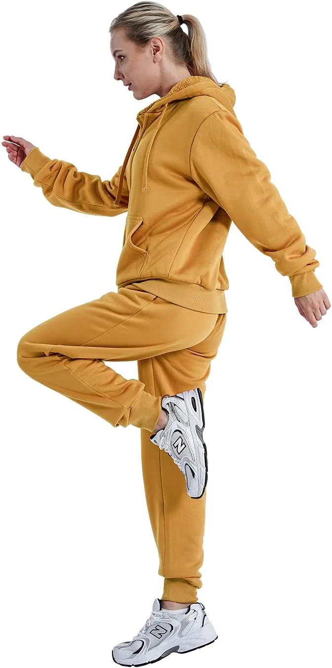 Womens Sweat Suit 2 Piece Tracksuits Fleece Sherpa Lined Hoodie Sweatpants Warm Outfits Jogging Suits Sets