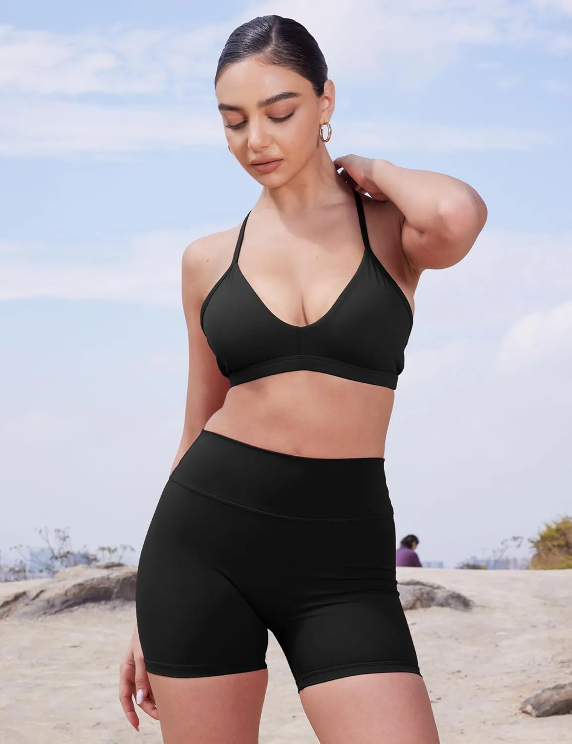 YEOREO Women's Biker Shorts 4.5" / 6" Workout Gym Shorts Craze High Waist Tummy Control Hidden Scrunch Running Yoga