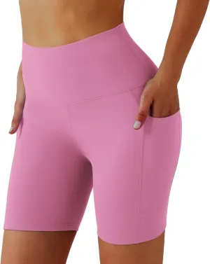 YOYOYOGA Yoga Shorts for Women High Waist Tummy Control Biker Shorts with Pocket Workout Gym Volleyball Running