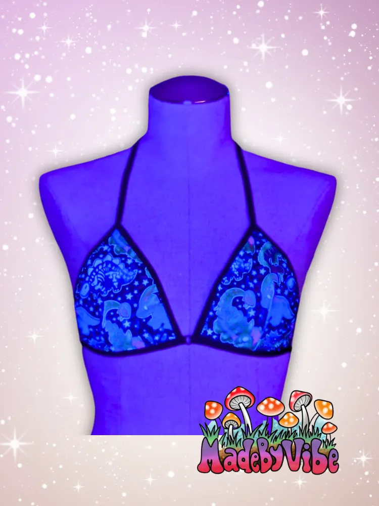 Zombie Dinos Triangle Halter Swim Top - Ready to Ship