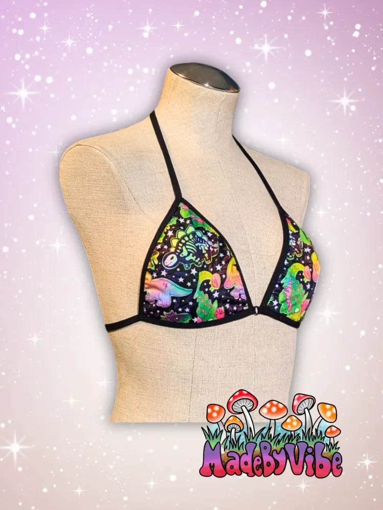 Zombie Dinos Triangle Halter Swim Top - Ready to Ship