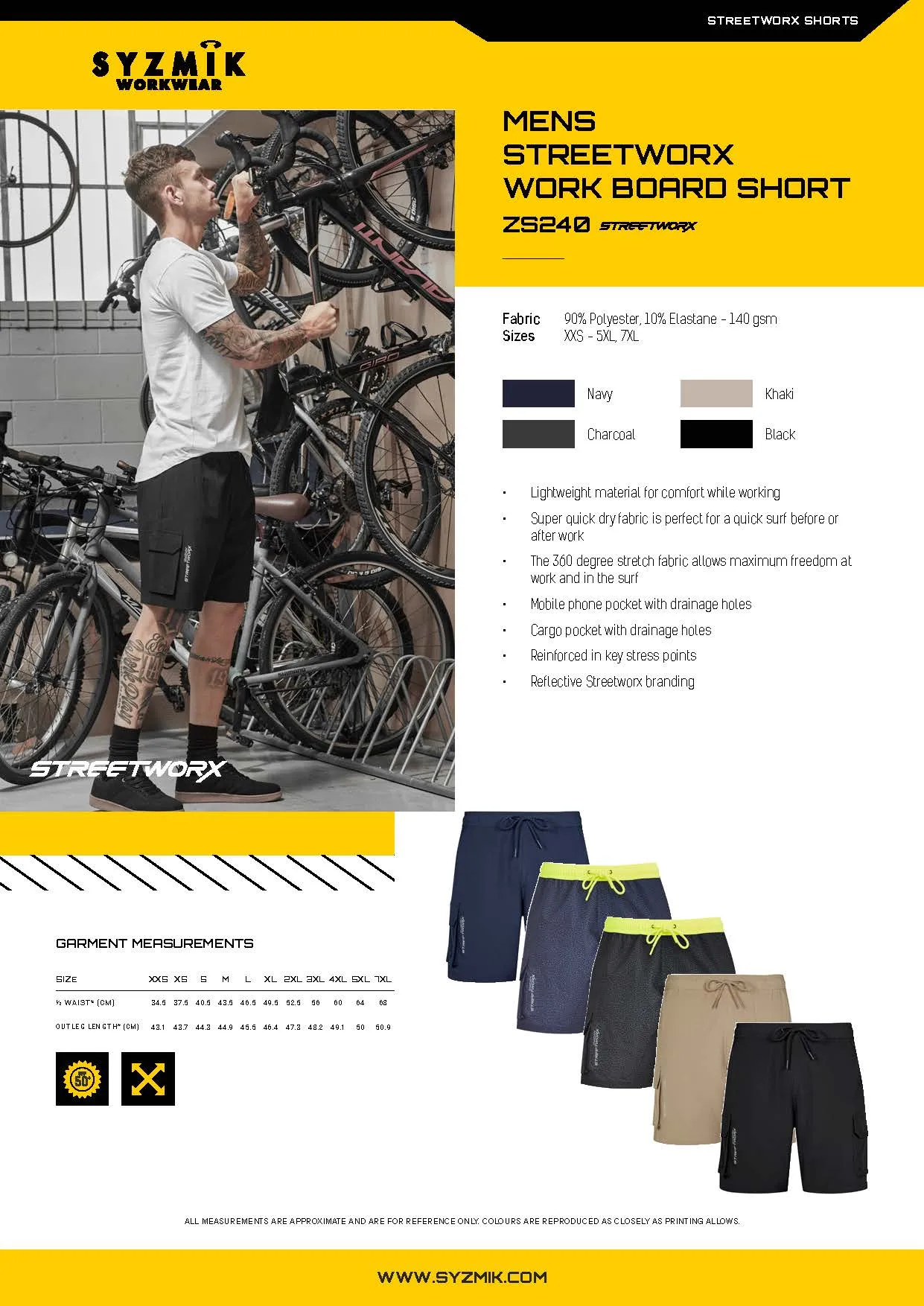 ZS240 Syzmik Men's Streetworx Stretch Work Board Short